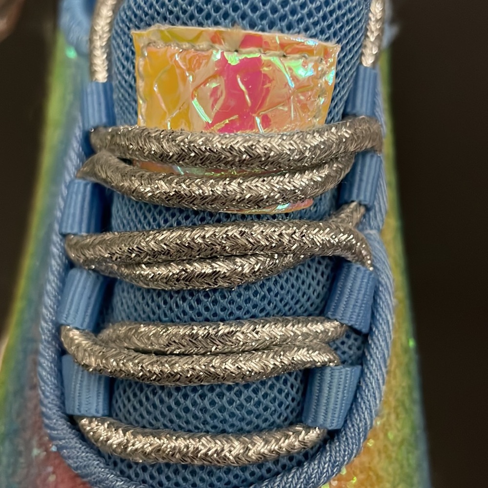 Girls Size 1 light weight fashion rainbow ombré glitter sneaker - Picture 8 of 8
